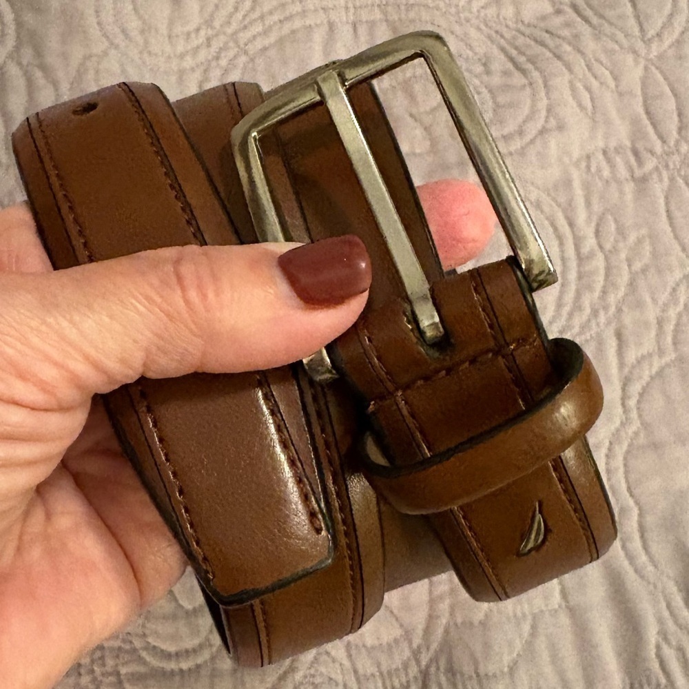 Nautica brown leather belt size 40